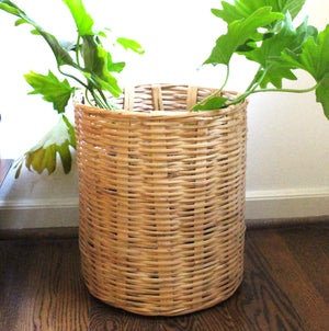 Large woven basket planter