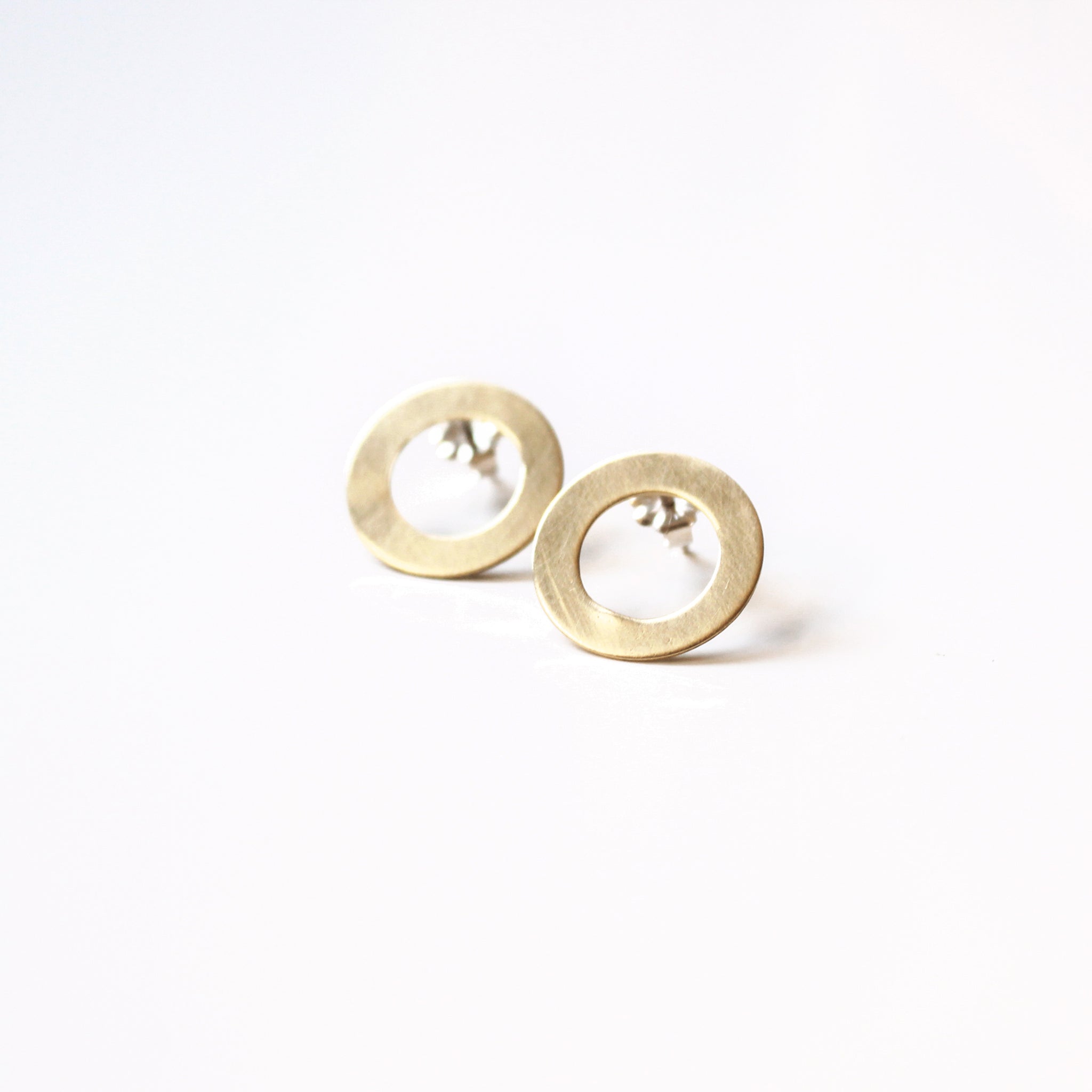 Circle Brass Post Earrings
