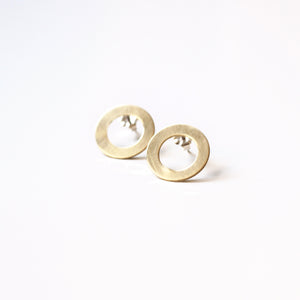 Circle Brass Post Earrings