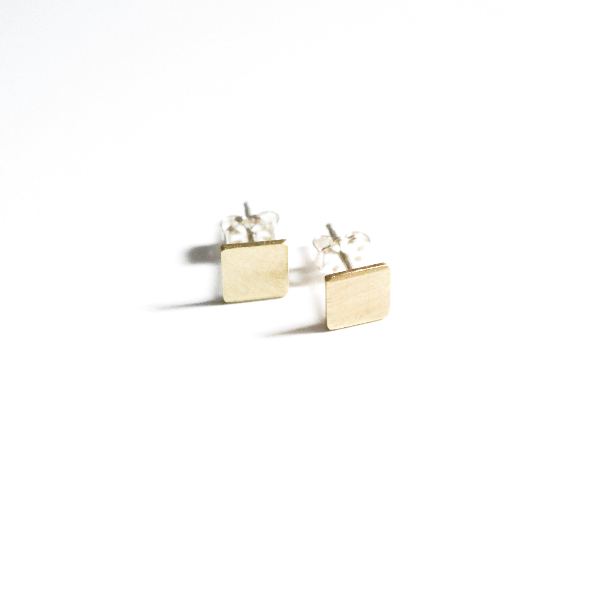 Square Brass Post Earrings